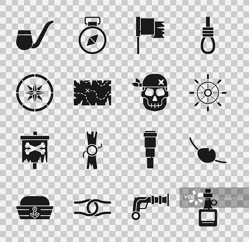 朗姆酒瓶海盗眼罩船图片素材