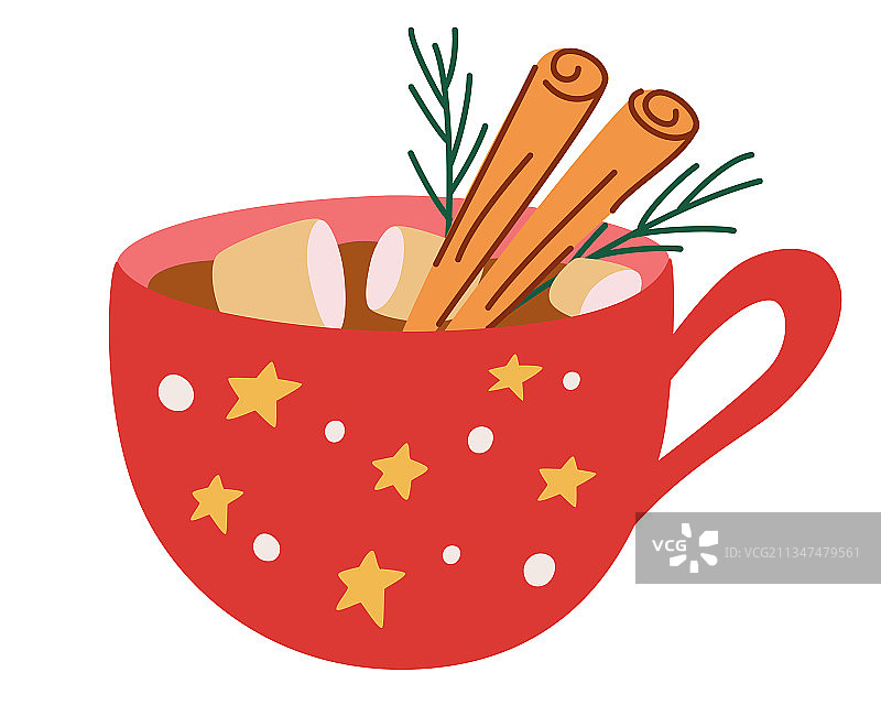 圣诞马克杯暖饮棉花糖图片素材