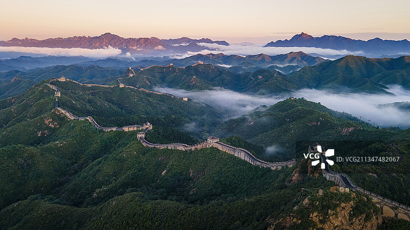 航拍5河北金山岭长城和云海图片素材