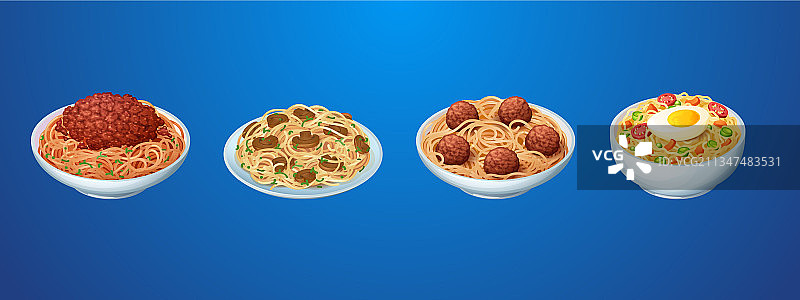 意大利面套餐：餐厅或自制面条图片素材