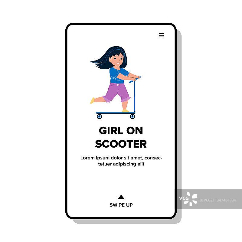 在城市街道上享受滑板车的女孩图片素材