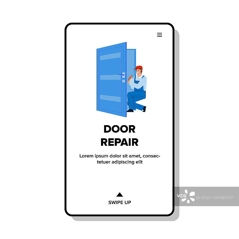 门维修服务：工人进行施工图片素材