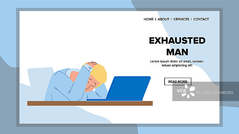 疲惫的男人在办公室趴在笔记本电脑上睡觉图片素材