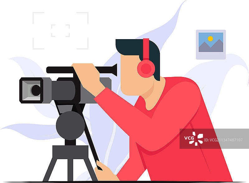 男性摄像师拍摄视频图片素材