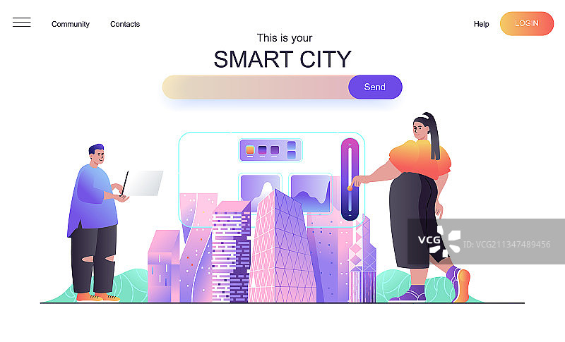 智慧城市着陆页Web概念设计图片素材