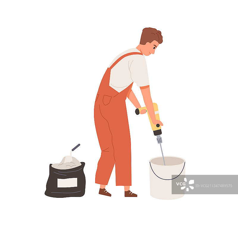 专业抹灰工使用墙面腻子图片素材