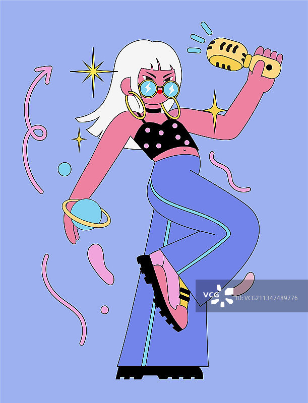 扁平时尚人物主播图片素材