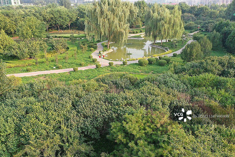 河北省石家庄市鹿泉区海山公园航拍画面图片素材