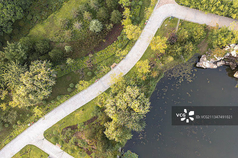 河北省石家庄市鹿泉区海山公园航拍画面图片素材