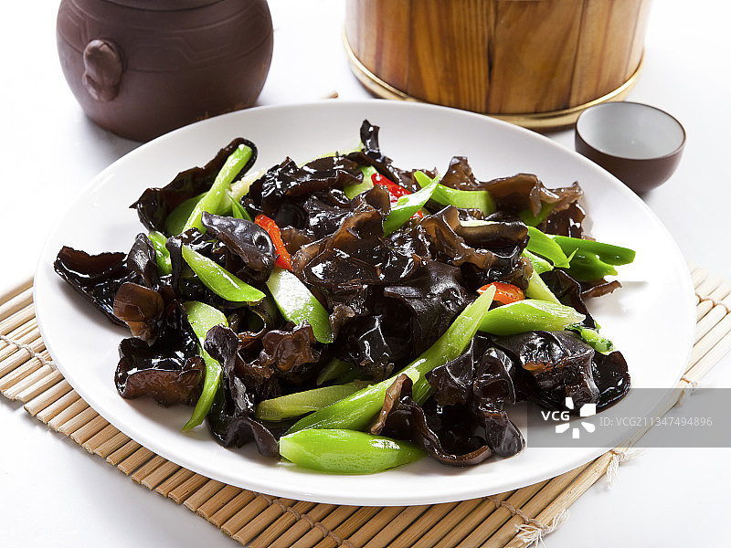 菜心炝炒木耳图片素材