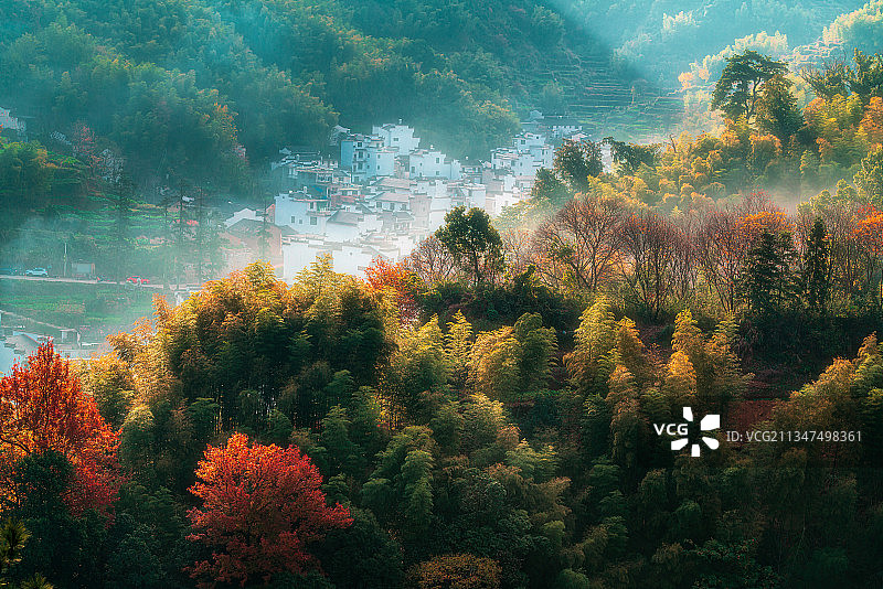 婺源篁岭景区晨曦图片素材
