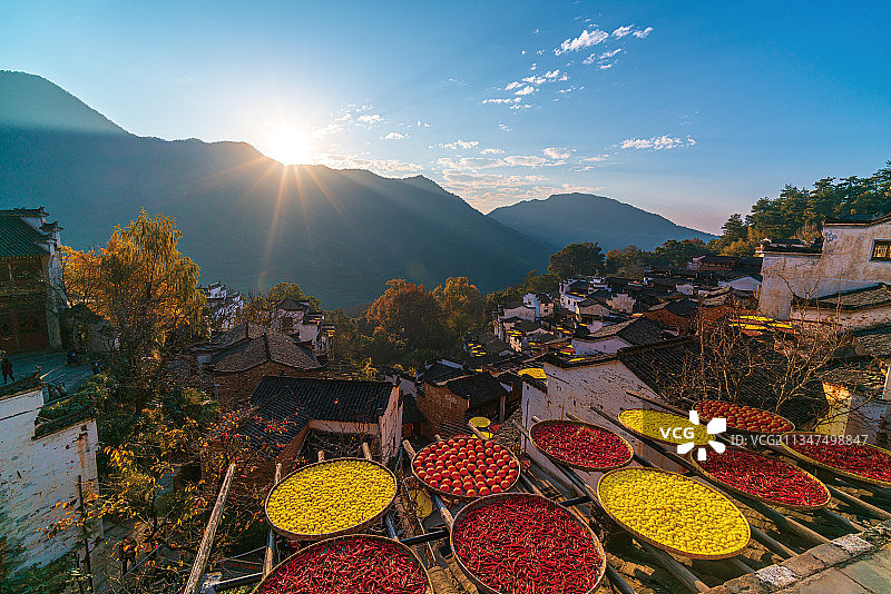 婺源篁岭景区秋色图片素材