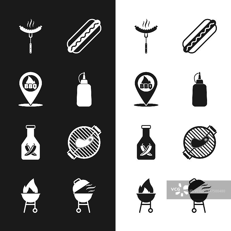 烧烤芥末瓶位置套装图片素材