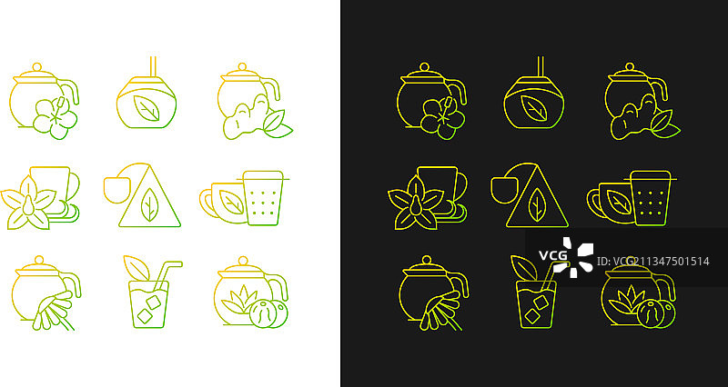 茶和茶类饮料渐变图标集图片素材