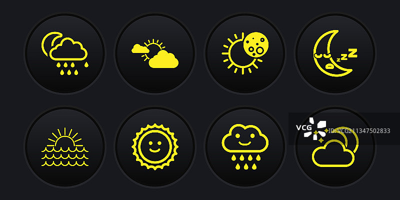 日落月亮图标阴天阵雨图片素材