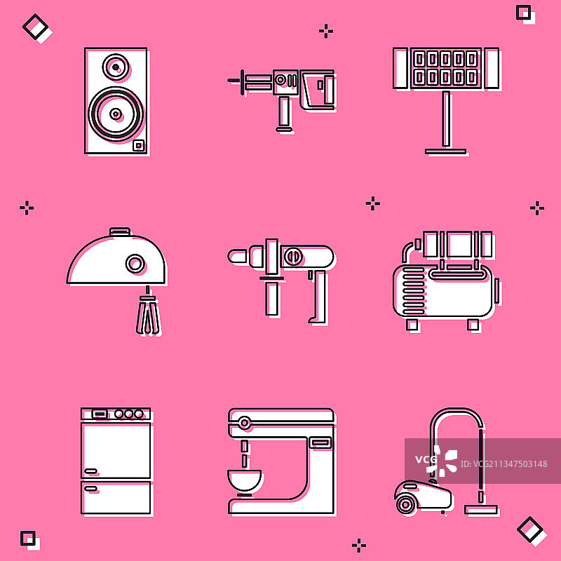 立体声音响和旋转锤钻机组合图片素材