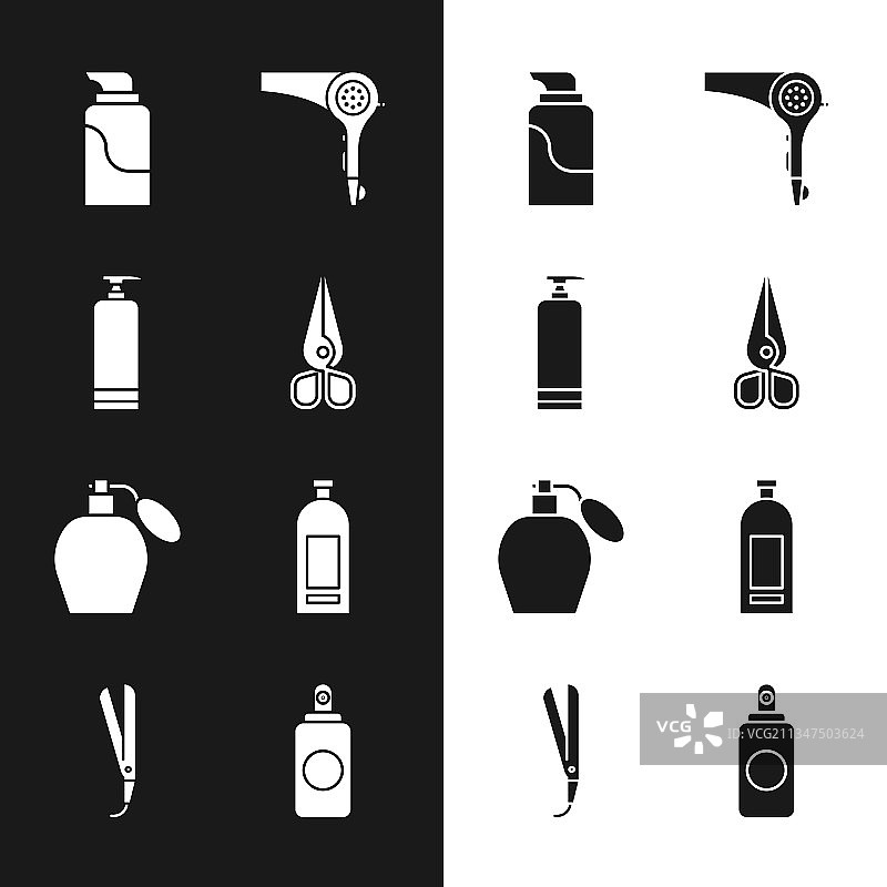 剪刀、面霜、化妆品软管、吹风机图片素材