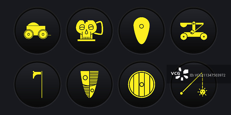 中世纪斧头与投石器盾牌素材图片素材