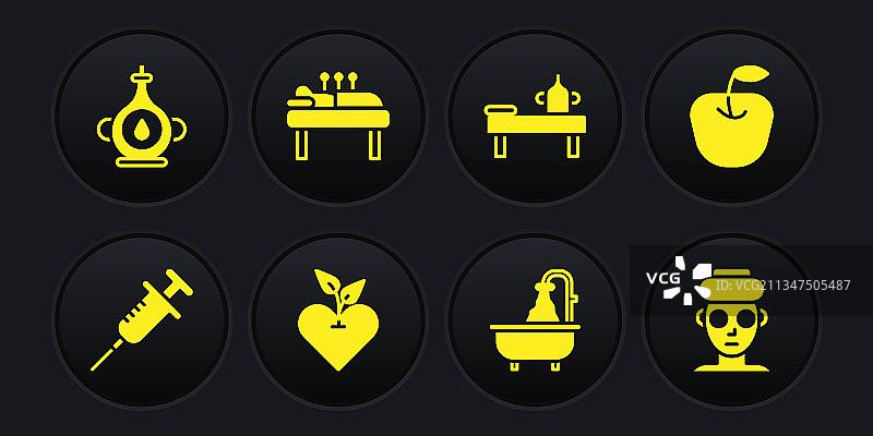 注射器苹果爱心浴缸按摩台模型图片素材