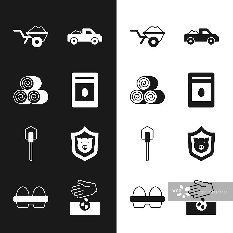 装满植物种子的包装、干草卷图片素材