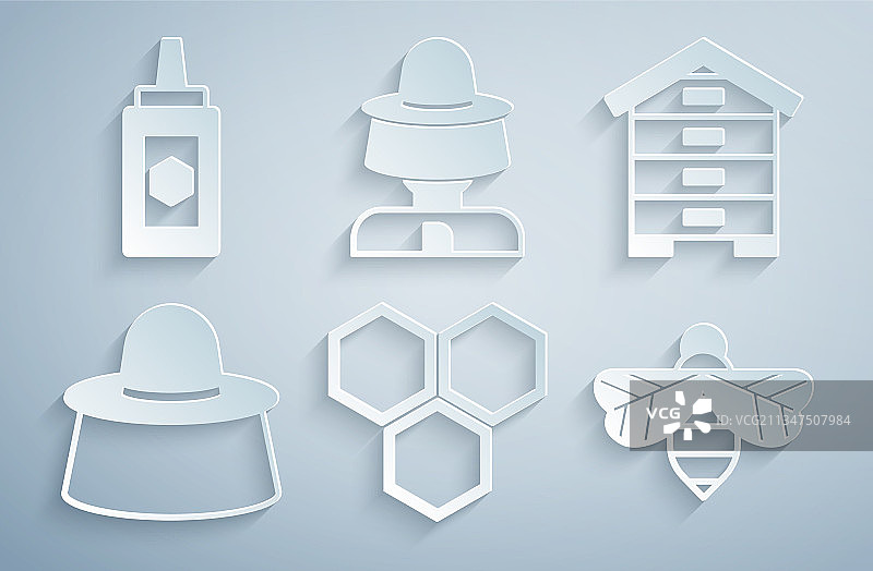 养蜂人蜂巢蜂箱套装图片素材