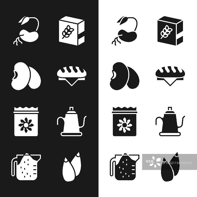 面包、豆类、豆芽和面粉包图片素材