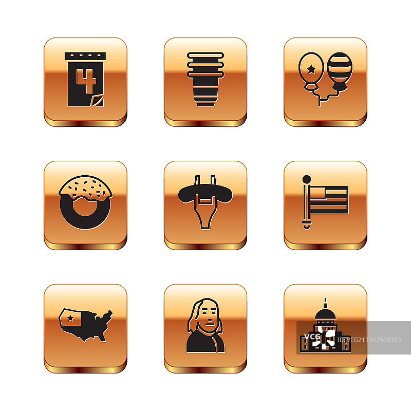 7月4日美国地图主题日历设计图片素材