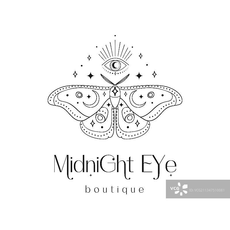 新月魔法光神秘眼睛logo设计图片素材