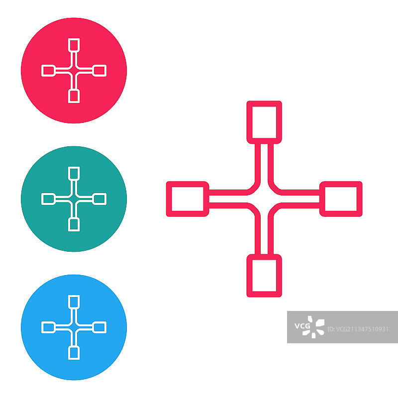 白色背景上的红色线条扳手图标图片素材