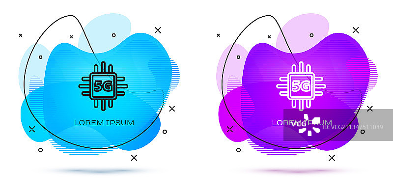 带微电路的5G电脑处理器CPU线条设计图片素材