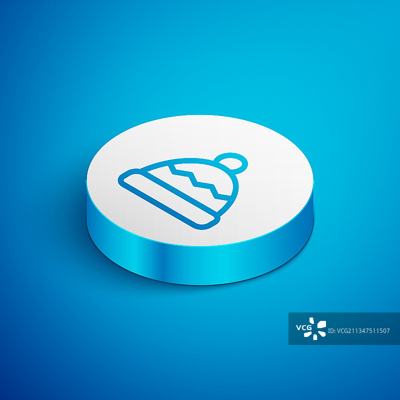 2.5D线条无檐小便帽标志，蓝色背景图片素材