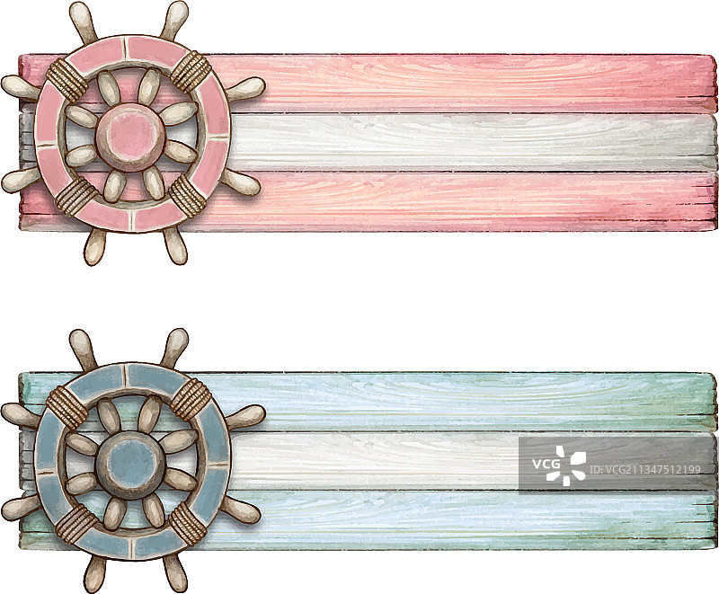 水彩粉彩婴儿标签与复古舵轮图片素材