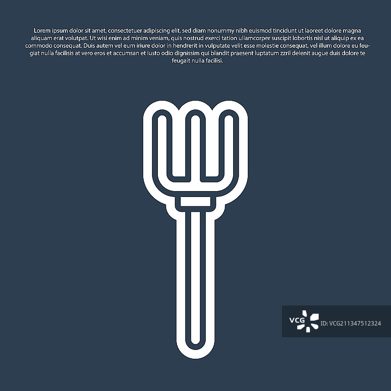 蓝色背景上的蓝色花园草叉图标图片素材