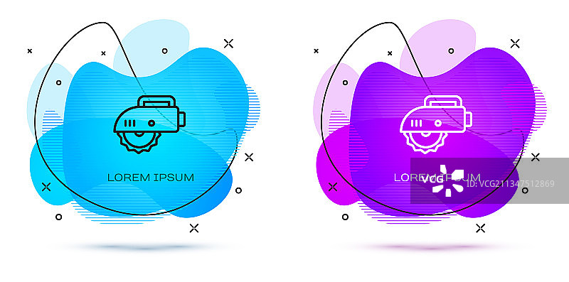 带钢齿圆盘的电动圆锯线条图标图片素材