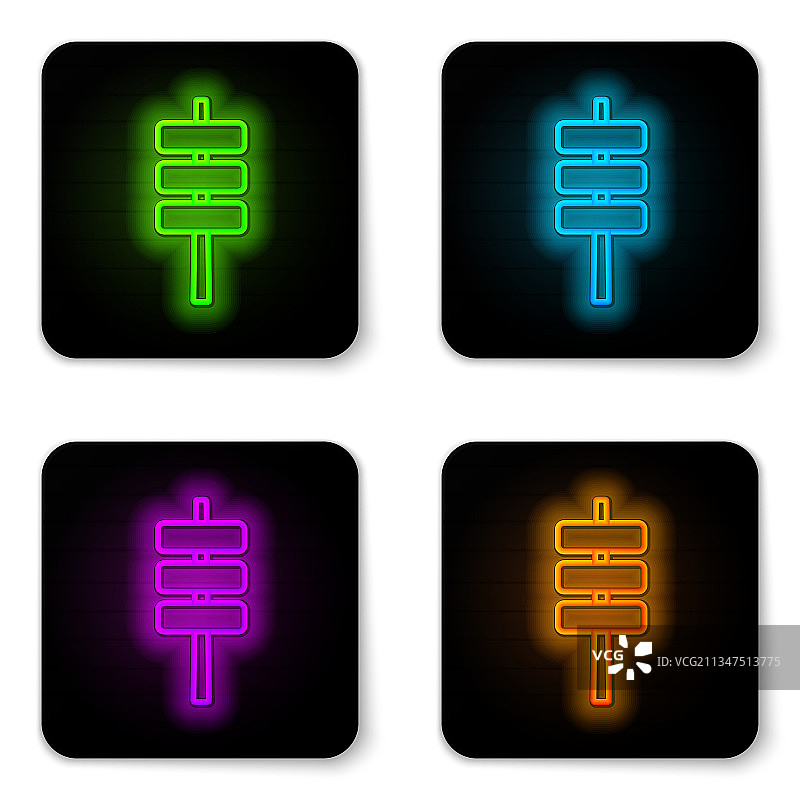 发光霓虹线：韩国炒年糕图标图片素材