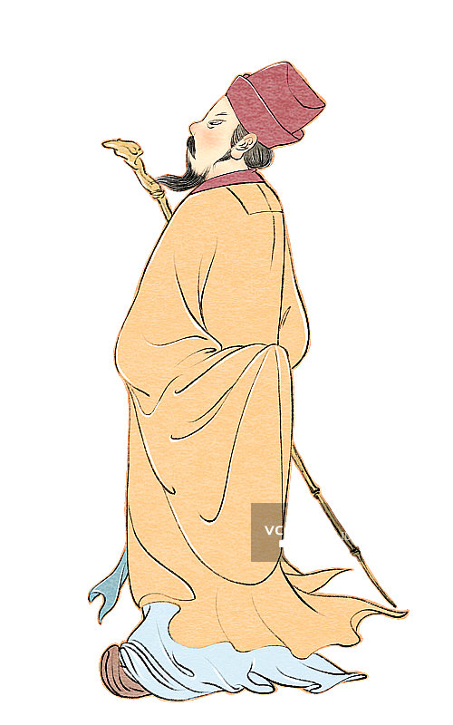 古代诗人苏轼持杖散步人物元素图片素材