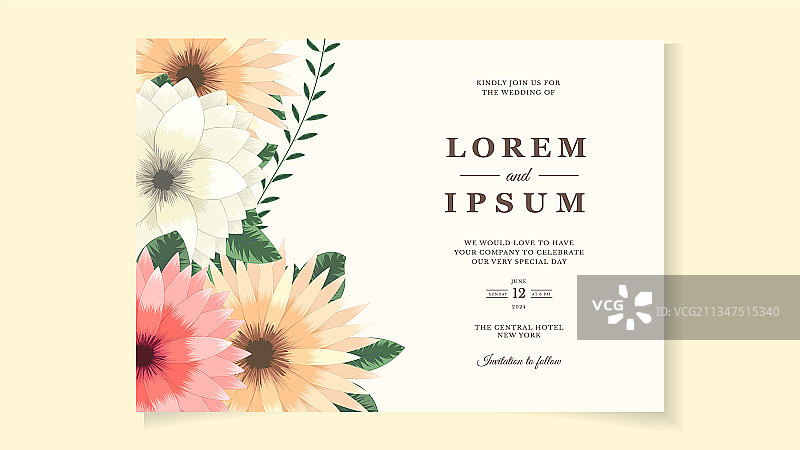 鲜花婚礼请柬卡片图片素材