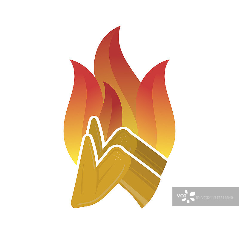 烤鸡翅图标和红色火焰图片素材