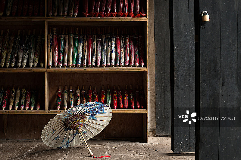 福宝古镇油纸伞、分水油纸伞、非遗文化图片素材