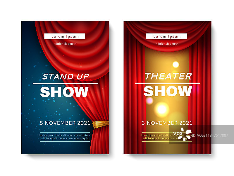 红色舞台幕布喜剧和戏剧卡片图片素材