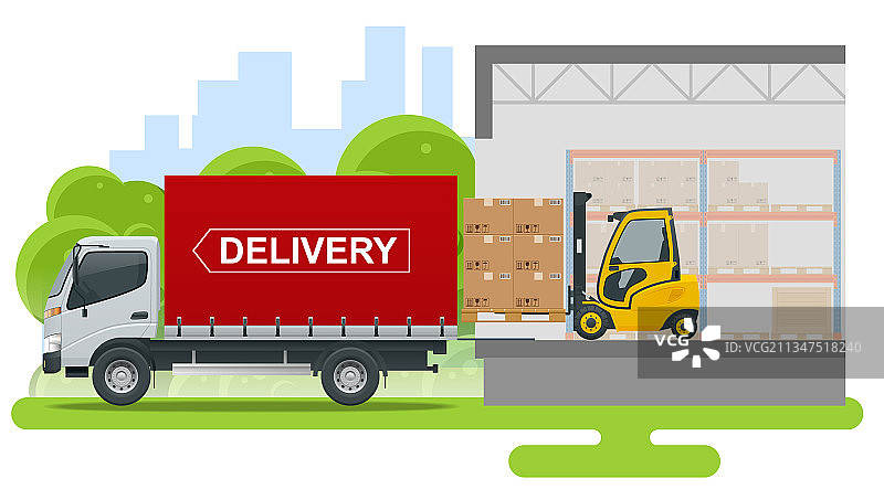 2.5D物流和配送概念图片素材