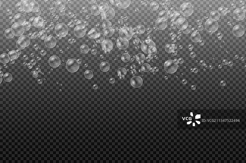 逼真的彩色水肥皂泡泡套装图片素材