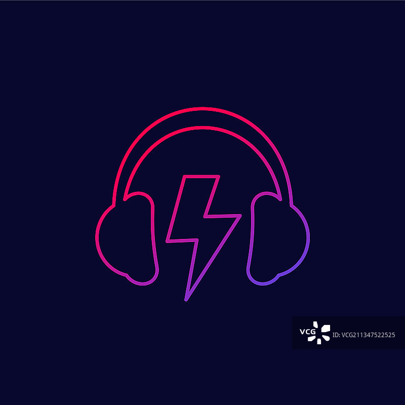 带耳机的音乐与声音线性图标图片素材
