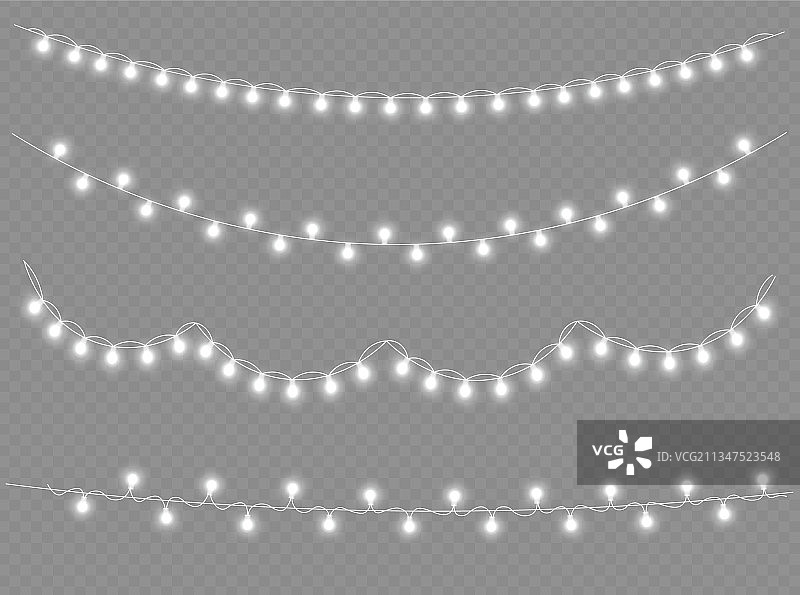 LED霓虹灯白色圣诞 garland 装饰图片素材