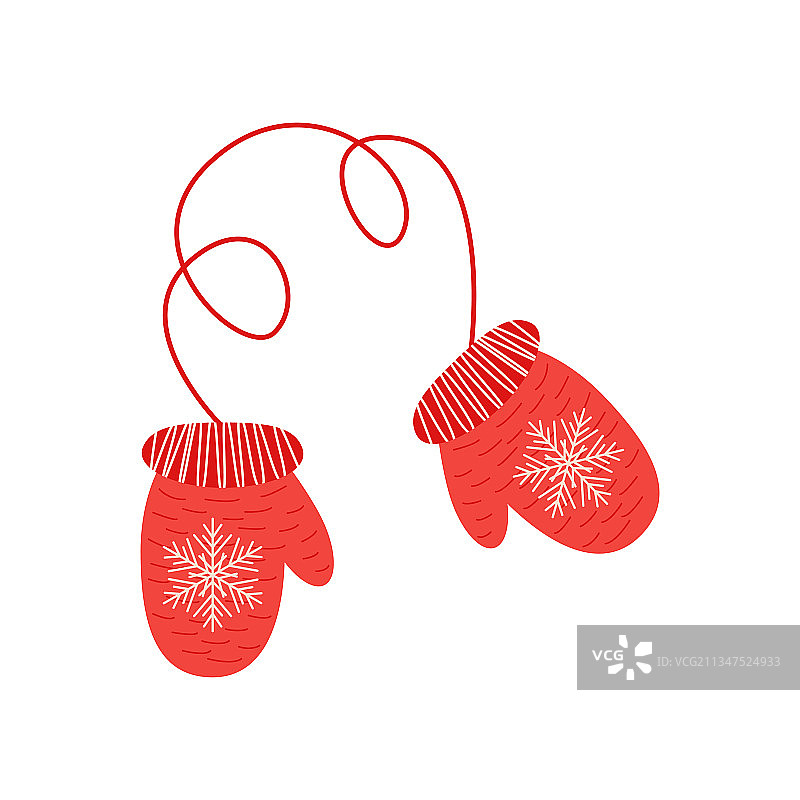 红色针织手套圣诞装饰元素图片素材