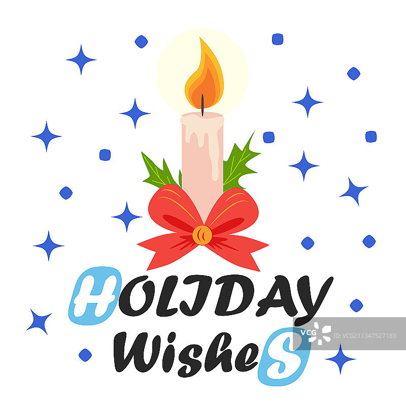 圣诞贺卡：扁平风格蜡烛图片素材