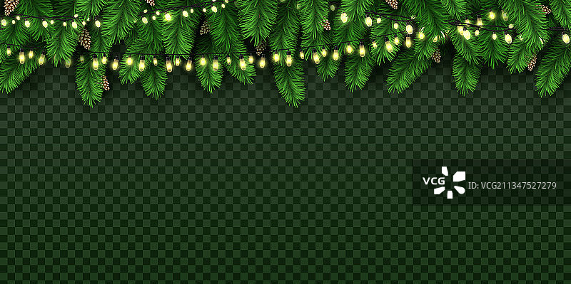 圣诞节逼真节日装饰彩灯图片素材