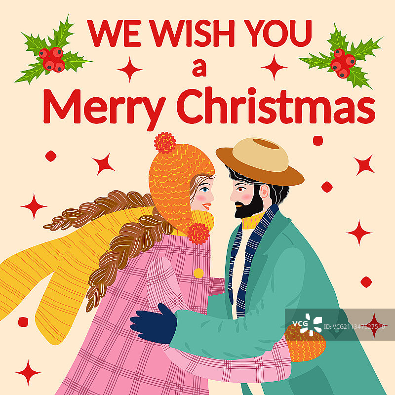 圣诞节和新年复古潮流风图片素材