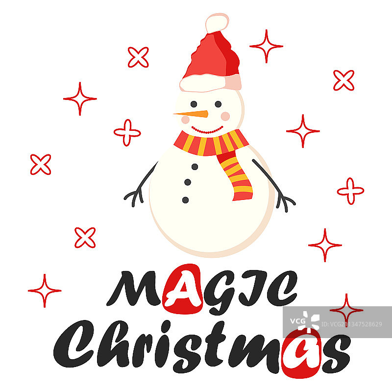 手绘可爱雪人贺卡图片素材