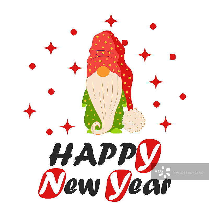 小矮人扁平风格圣诞贺卡图片素材